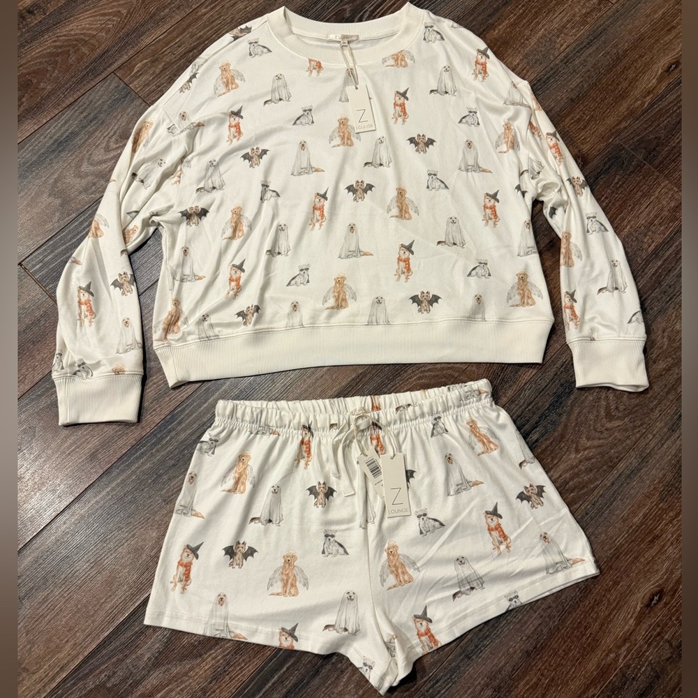 Brand New with Tags! Z Supply Fall Halloween Dog Print Pajama Set! Medium/Large